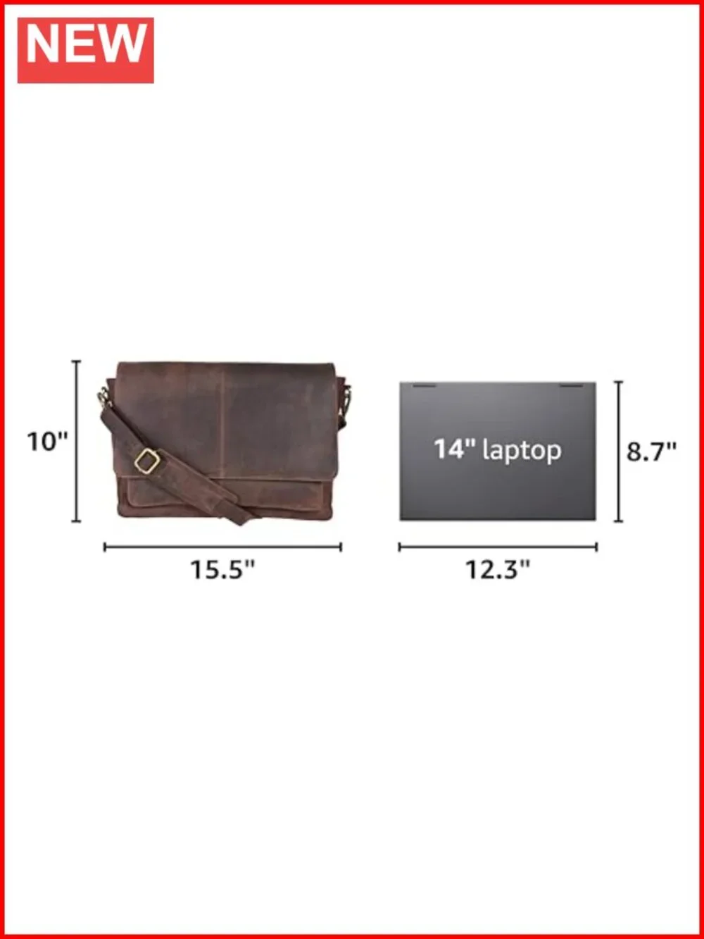 Leather Messenger Bag for Men Women Laptop Briefcase Office Adjustable Shoulder